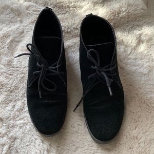 Lucky Brand, Black Suede Bootie Lace-Up, Size 6